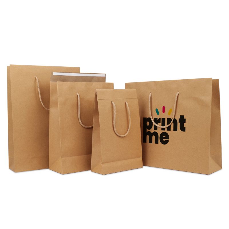 Luxuriöse Papiertaschen mit Klappe 20+8x32 cm Braun (100 Stück) [FP-DPK146]