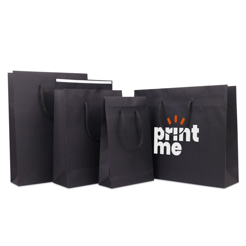 Luxuriöse Papiertaschen mit Klappe 20+8x32 cm Schwarz (100 Stück) [FP-DPK147]