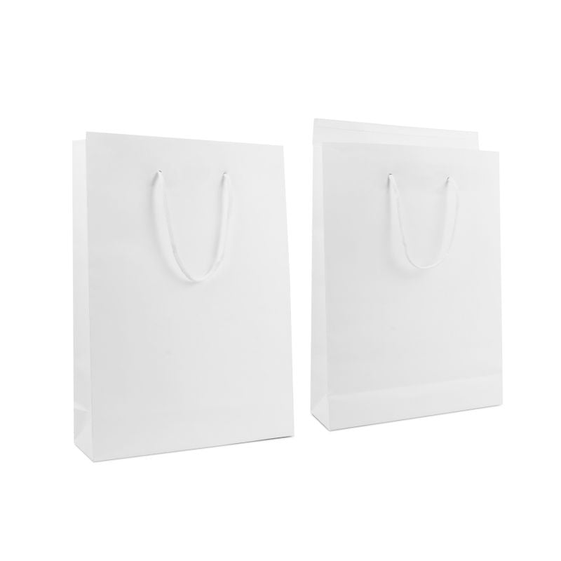Luxury Carrier Bags with a flap 30+10x42cm White