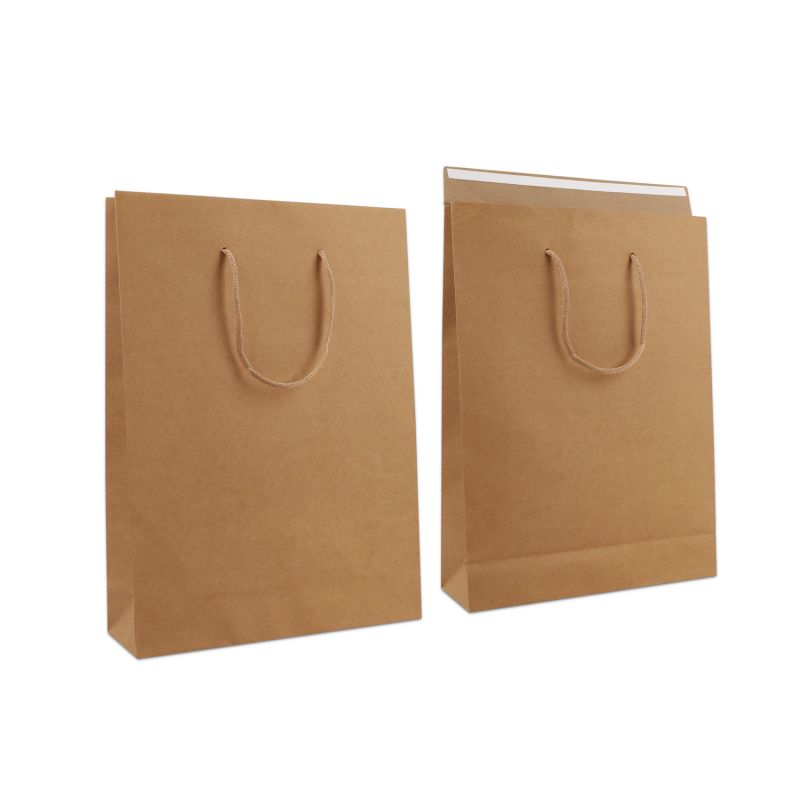 Luxury Carrier Bags with a flap 30+10x42cm Brown