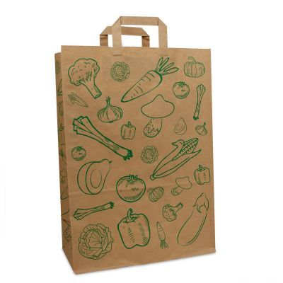 Kraftpapiertaschen FSC® - Gemüse 32+16x45 cm Braun (250 Stück) [FP-DPL056]