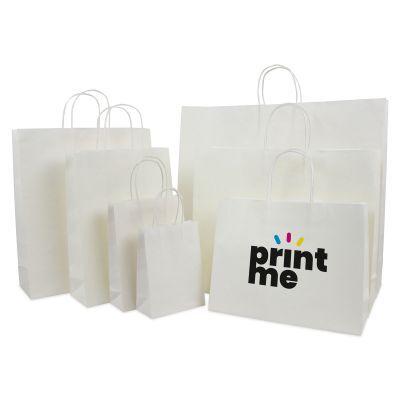 Papiertragetaschen mit gedrehte Griffe und Bodenkarton 54+13x46 cm Weiß (100 Stück) [FP-DPT006]