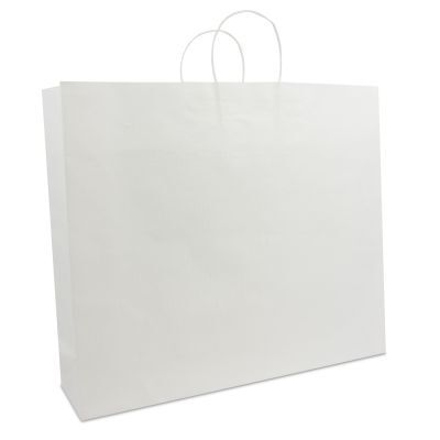Papiertragetaschen mit gedrehte Griffe und Bodenkarton 54+13x46 cm Weiß (100 Stück) [FP-DPT006]