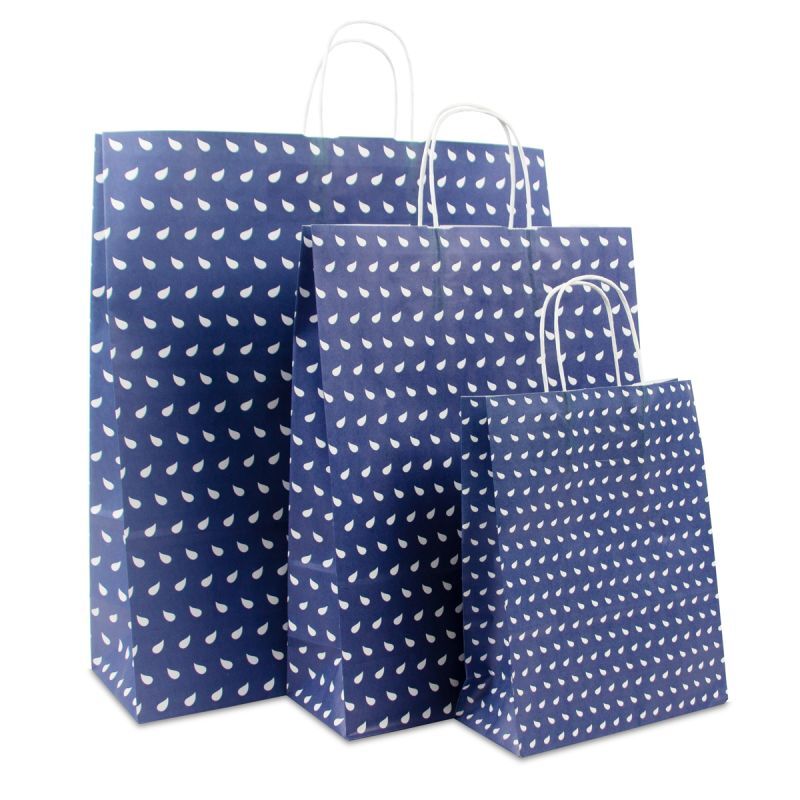 Papiertragetaschen mit gedrehte Griffe - Wave 45+15x49 cm Donkerblauw (150 Stück) [FP-DPT088]