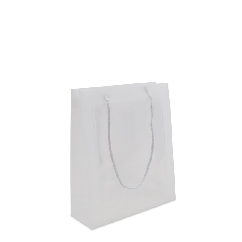 Buste shopper in plastica di lusso con finestra trasparente per formato A5 20+8x25 cm Semitrasparente (200 pz) [FP-DQC020]