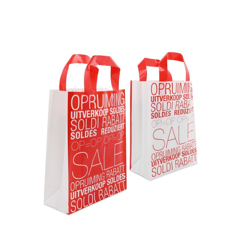 Borse con fondo a blocchi in plastica - Saldi 22+10x30 cm Rosso (250 pz) [FP-DQL008]