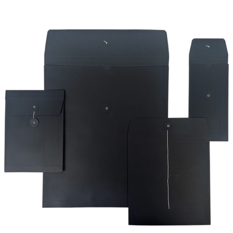 Papier-Rechnungshüllen mit japanischem Verschluss 23x23+2x1,25 cm Schwarz (100 Stück) [FP-JGB011]