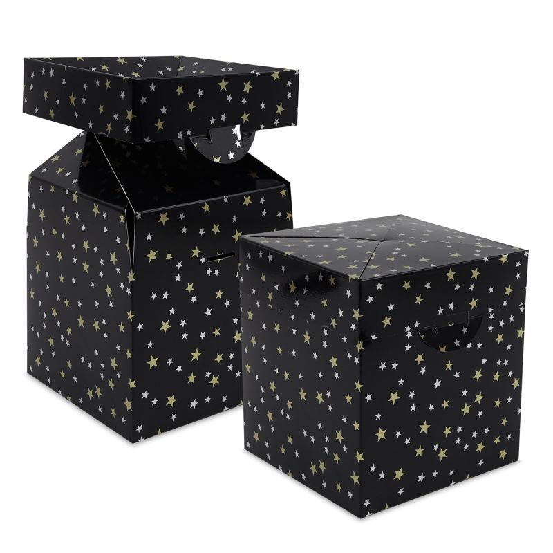 Boîtes pop-up de Noël - Étoiles 15x15x16 cm Noir (50 pcs) [FP-KDS001]