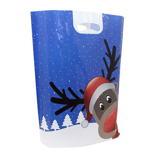 Borse natalizie in plastica - Christmas Friends 38x45+2x5 cm Bianco (500 pz) [FP-KDT028]