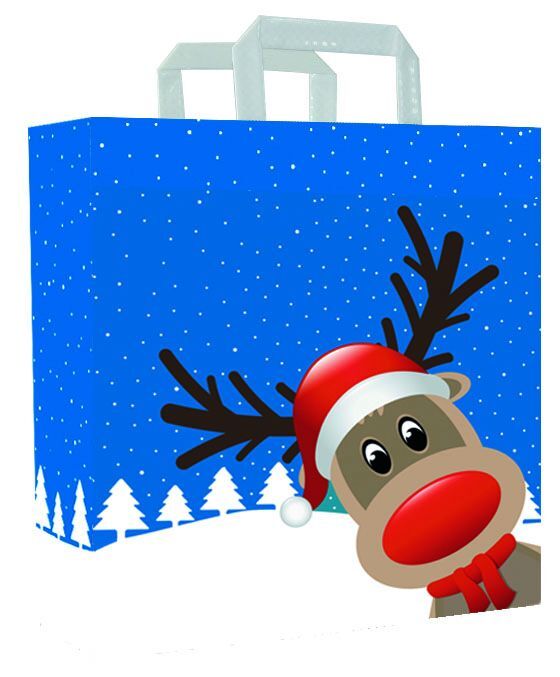Sacs de Noël en papier - Christmas Friends 22+10x28 cm Blanc (250 pcs) [FP-KDT030]