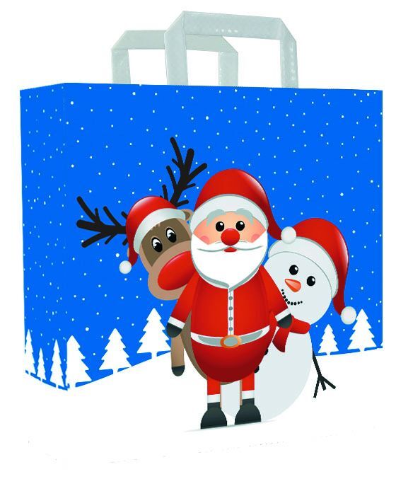 Sacs de Noël en papier - Christmas Friends 22+10x28 cm Blanc (250 pcs) [FP-KDT030]