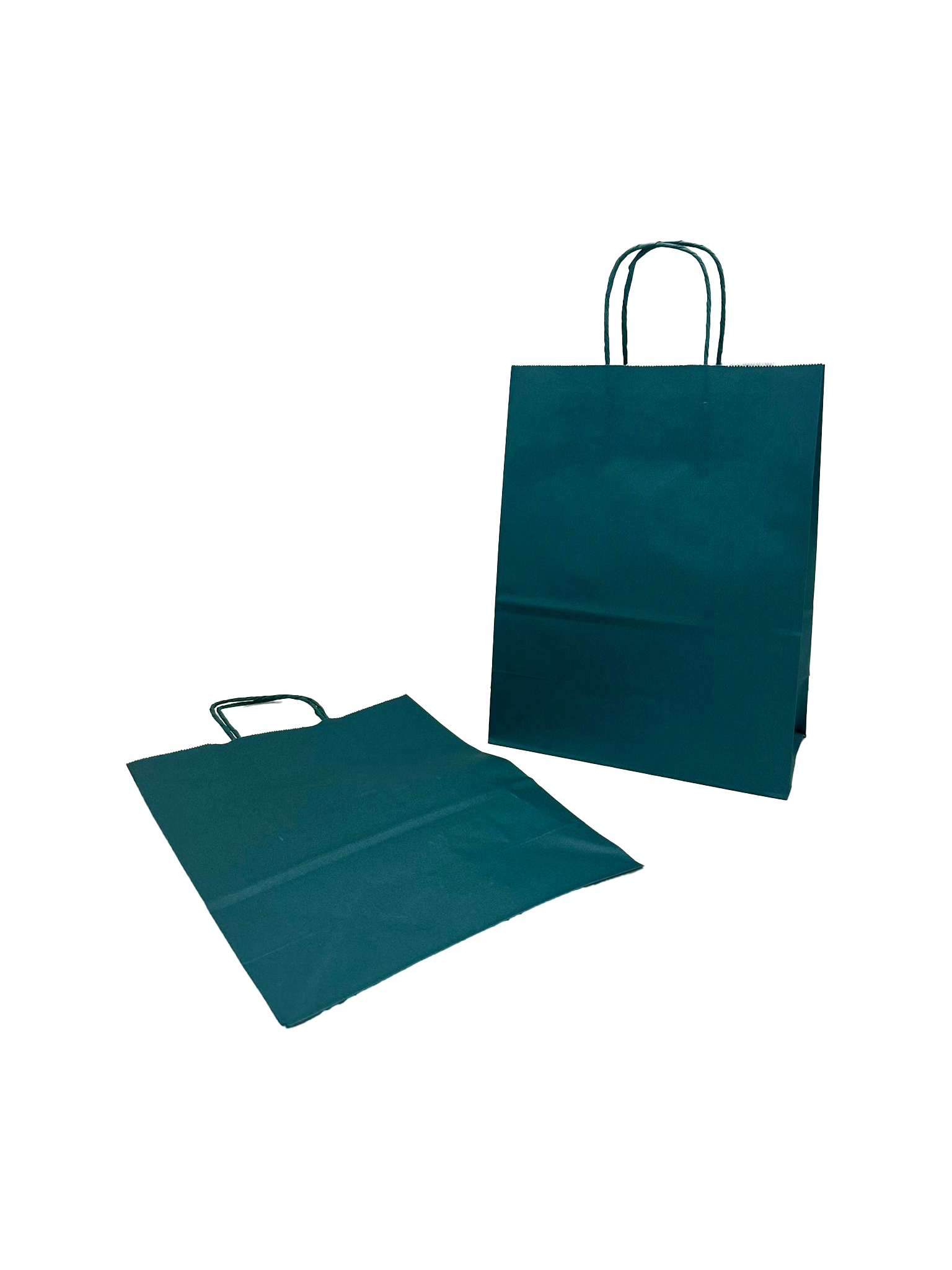 Papiertragetaschen Dunkelgrün 26+12x35cm Kraft 90g/m² (50 Stück) [PAM2635DKGR]