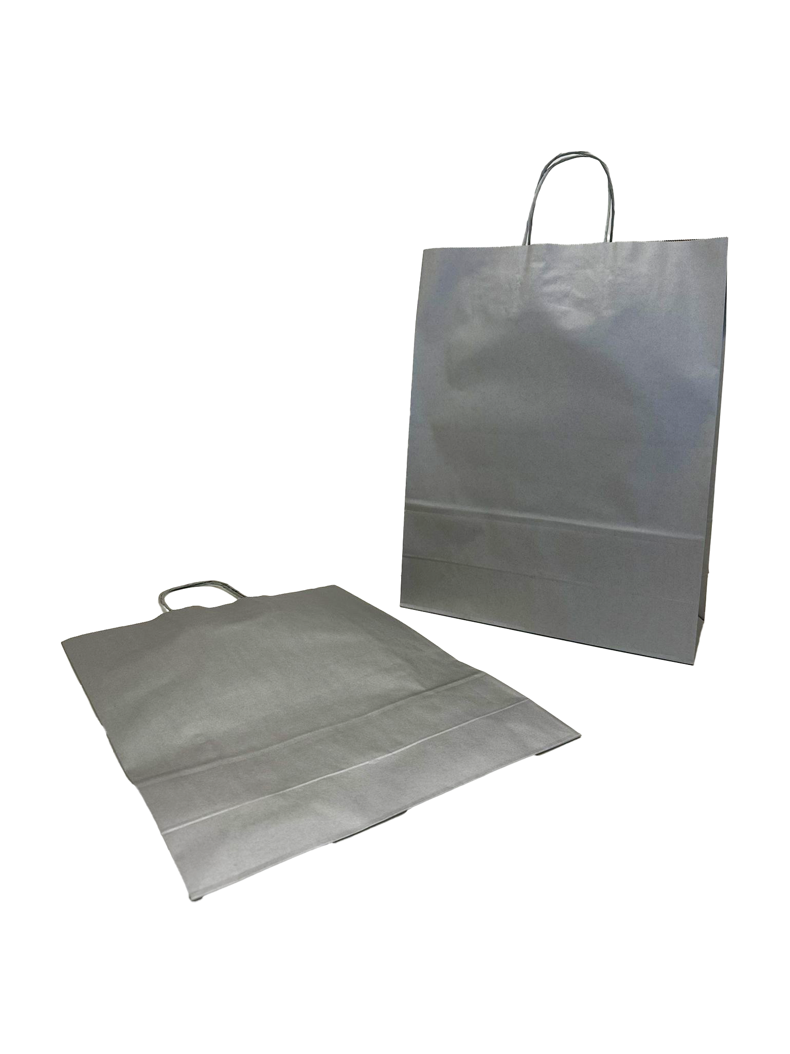 Shopper di carta color argento 32+12x41cm Kraft 100 grammi (50 pezzi) [PAM3241SI]