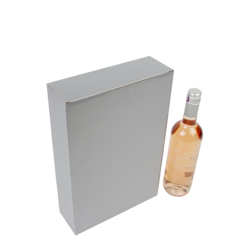 Karton-Weinflaschenboxen 24x8x36 cm Silber (30 Stück) [FP-VWL006]