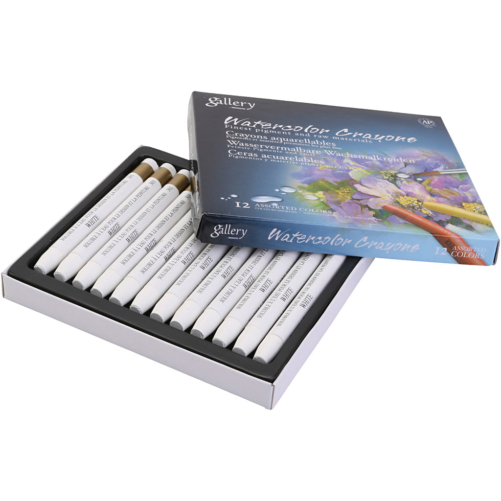 Watercolor Crayons, white, 12 pc