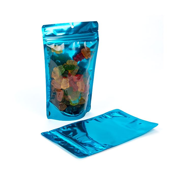 Doypack Transparentes bleues 13x7,9x20,6cm Trou de suspension (100 pièces) [ZBGB3AM]