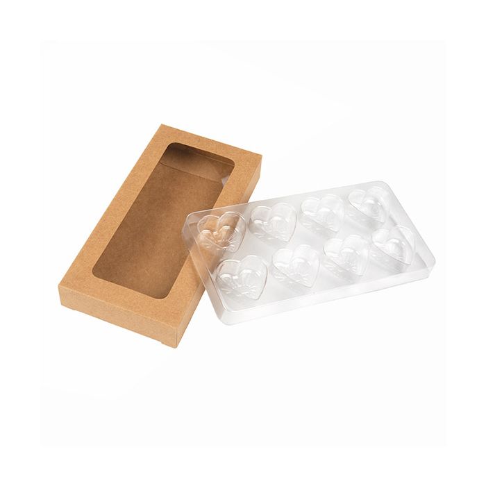 Kraft Artisan Candy Box Set, Heart Insert 7x2.1x13.8 cm (25 pieces) [CNDYH273]