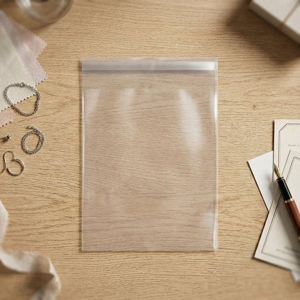 Sachet plastique plat grand format 26,5x31,1cm Refermable par Rabat Adhésif (100 pièces) [B1012]