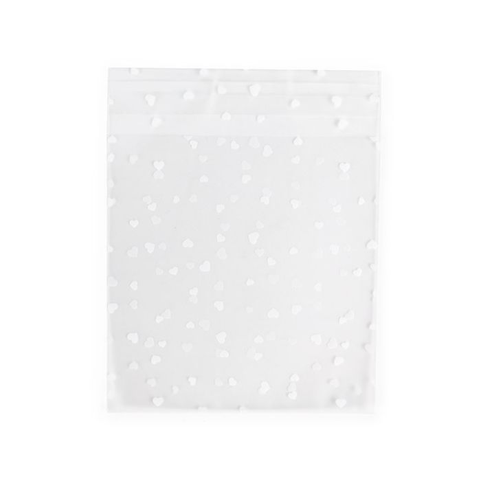 Smerigliato Sacchetto di plastica 11,4x11,4 cm con i cuori richiudibile (100 pz) [B44FHXL]