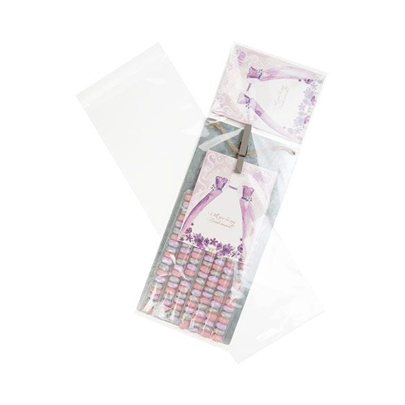 Sachet plastique transparence cristalline 15,1x43,8cm avec Rabat Adhésif (100 pièces) [B517]