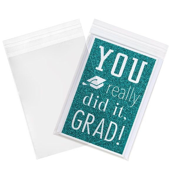 Sacchetto di plastica trasparente 13,8x18,4cm con chiusura adesiva (100 pezzi) [B75W]