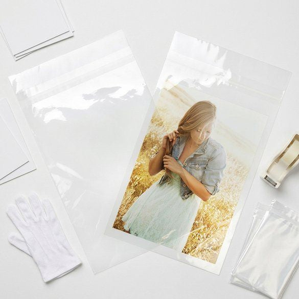 Sacchetto di plastica trasparente 22,7x36,2cm con chiusura adesiva (100 pezzi) [B814PC]