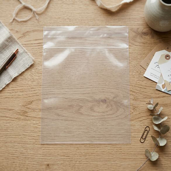 Sachet plastique plat grand format 24x33,5+4cm Refermable par Rabat Adhésif (100 pièces) [B913]