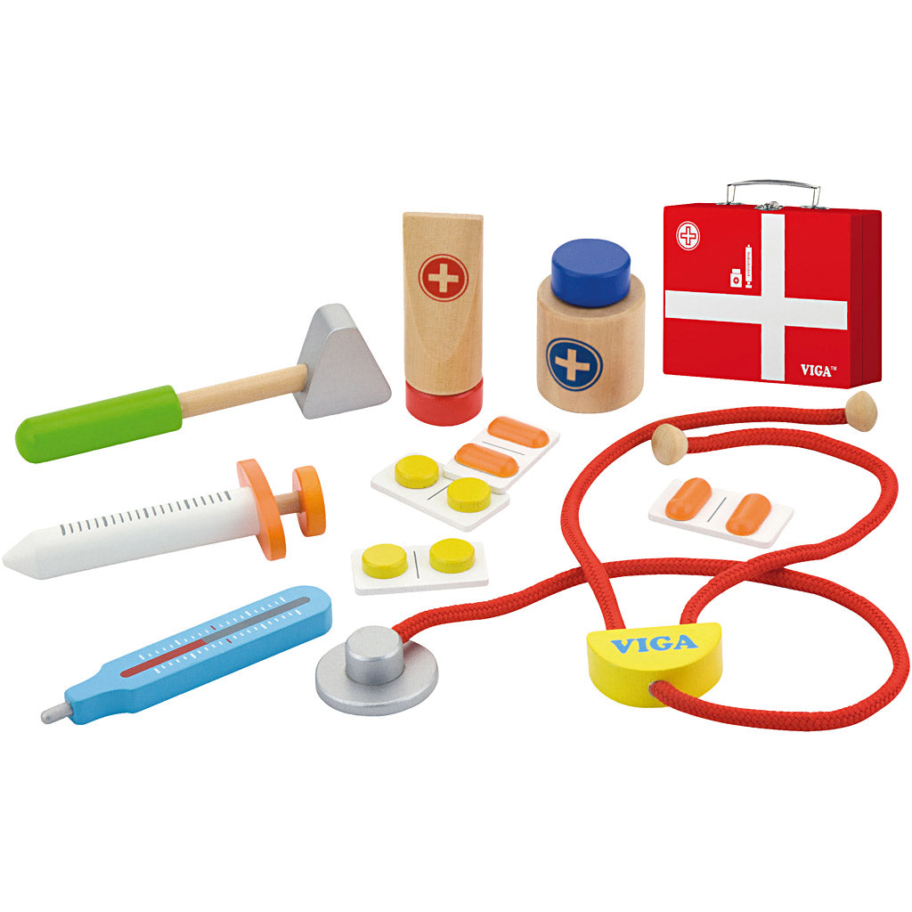 VIGA wooden doctor playset, 11 parts/ 1 set
