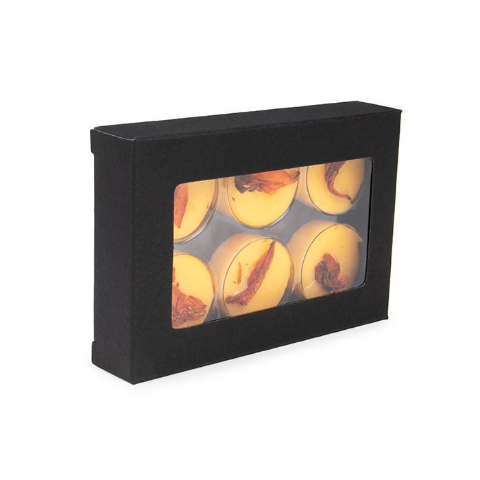 Boites kraft noir avec inserts ronds pour bonbons artisanaux 7x2.1x10.3cm (25 pièces) [CNDYR274B]