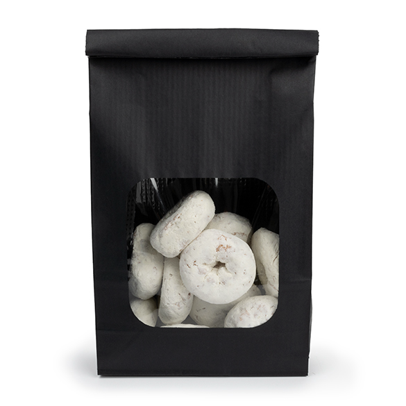 Sac kraft noir avec fermeture tin-tie et fenêtre 15,2x7x26,7 cm (100 pcs) [TTW3B]