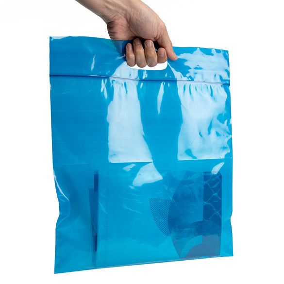 Polytragetaschen Blau 22.9x8.2x18.4cm 75 Mikron (100 Stück) [ZH13BL5]