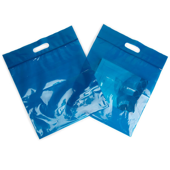 Polytragetaschen Blau 22.9x8.2x18.4cm 75 Mikron (100 Stück) [ZH13BL5]