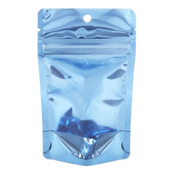 Standbodenbeutel Transparent/Blau 7.9x5.1x13cm | 28 Gramm (100 Stück) [ZBGB1BL]