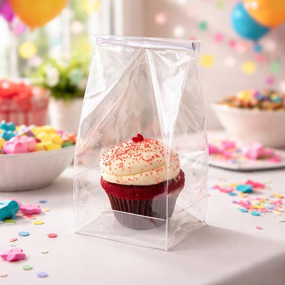 Cupcake-Beutel für 1 Cupcake 10.2x10.2x22.9cm Transparent (100 Stück) [CBG1XL]
