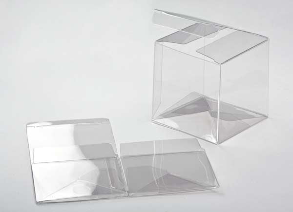 Scatole trasparenti 10.2x10.2x15.2cm fondo pop up (25 pezzi) [PLB138]