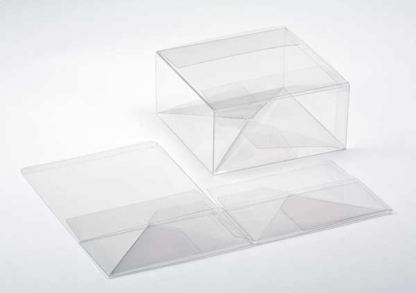 Scatole trasparenti 15.9x15.9x7.6cm con fondo pop up (25 pezzi) [PLB173]