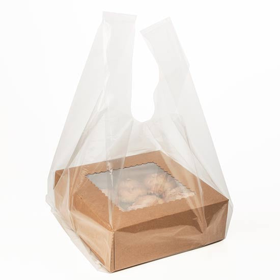 Sac cabas plastique transparent 32,1x25,4x68,6cm (100 pièces) [CHB6]