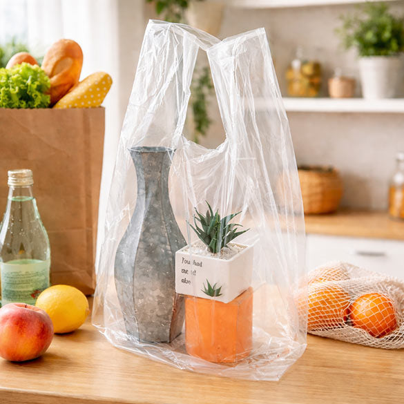 Sac cabas plastique transparent 36,9x26,7x76,2cm (100 pièces) [CHB2]