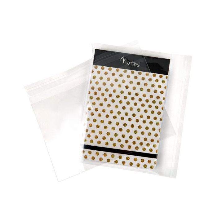 Sacchetto di plastica trasparente gran formato 22.9x15.3cm con chiusura adesiva (100 pezzi) [B9X6S]