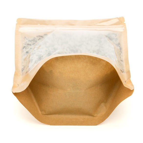 Buste doypack Kraft 14.9x8.9x23.2cm con finestra | 312 grammi (100 pezzi) [ZBGKC7]