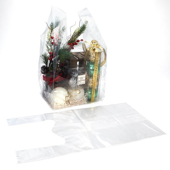 Sac cabas plastique transparent 32,1x25,4x68,6cm (100 pièces) [CHB6]