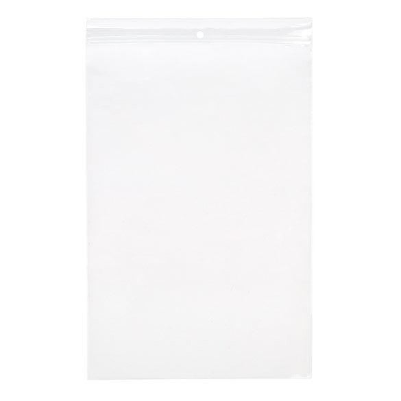 Sachet zip à transparence cristalline avec trou de suspension 20,3x30,5cm (100 pièces) [ZR812]