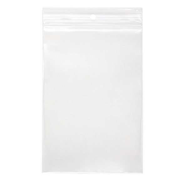Sachet zip à transparence cristalline 100 microns avec trou pour suspension 10,2x15,2cm (100 pièces) [Z4R46]