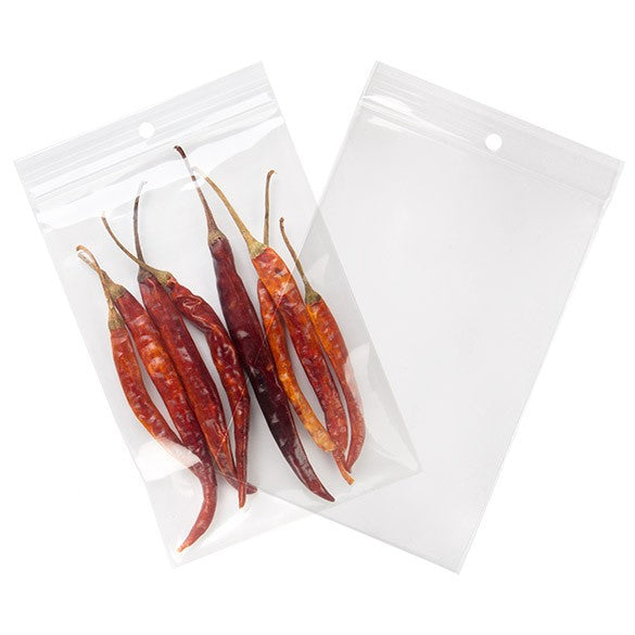 Sachet zip à transparence cristalline 100 microns avec trou pour suspension 10,2x15,2cm (100 pièces) [Z4R46]