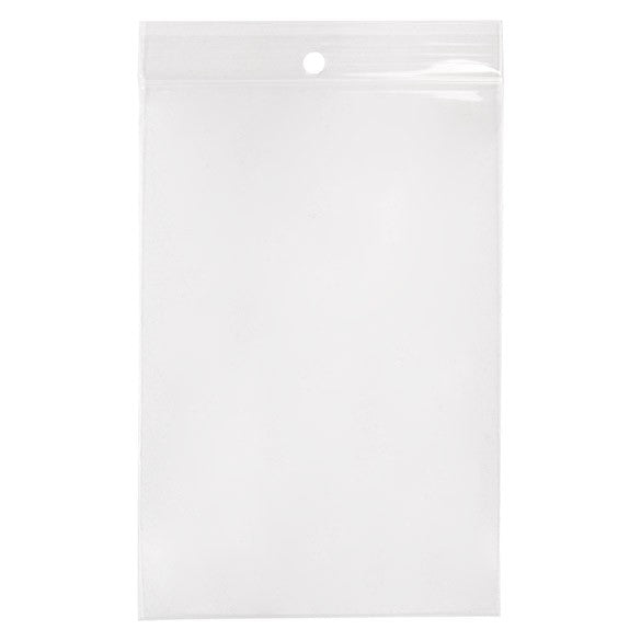 Sachet zip à transparence cristalline 100 microns avec trou pour suspension 10,2x15,2cm (100 pièces) [Z4R46]