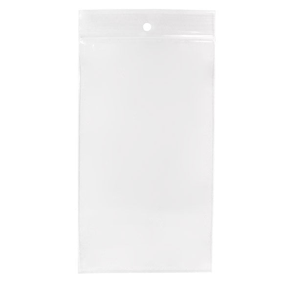 Sachet zip à transparence cristalline 100 microns avec trou pour suspension 10,2x17,8cm (100 pièces) [Z4R47]