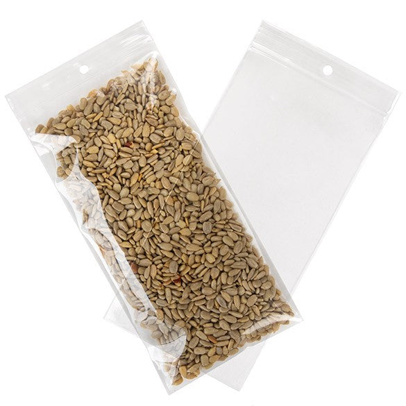 Sacchetto trasparente con chiusura a pressione e foro 10x20.5cm PP 100 microns (100 pezzi) [Z4R48]
