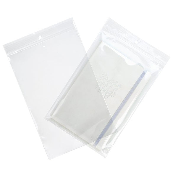 Sachet zip à transparence cristalline 100 microns avec trou de suspension européen + trou d'aération 15,2x22,9cm (100 pièces) [Z4R69V]