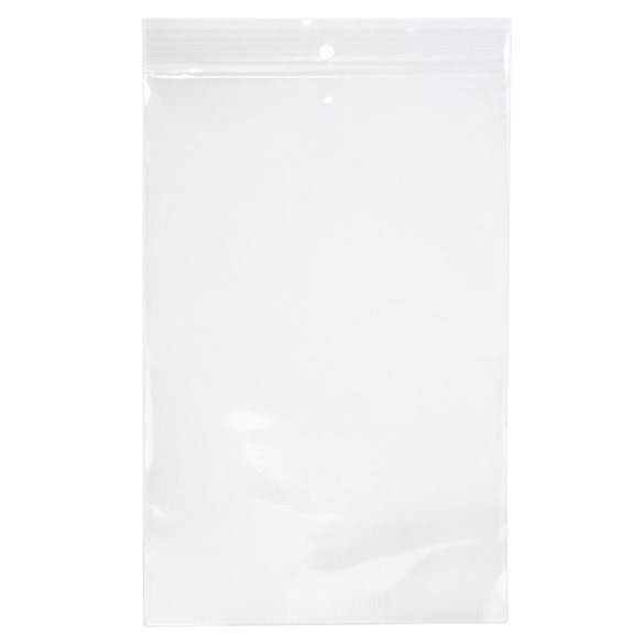 Sachet zip à transparence cristalline 100 microns avec trou de suspension européen + trou d'aération 15,2x22,9cm (100 pièces) [Z4R69V]