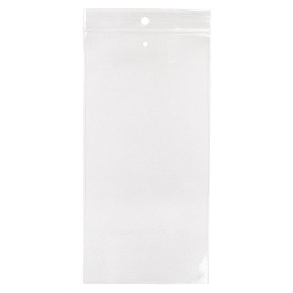 Druckverschlussbeutel mit Aufhängeloch 10x20.5cm Kristallklar und mit Luftloch PP 50 Mikron (100 Stück) [ZR48V]